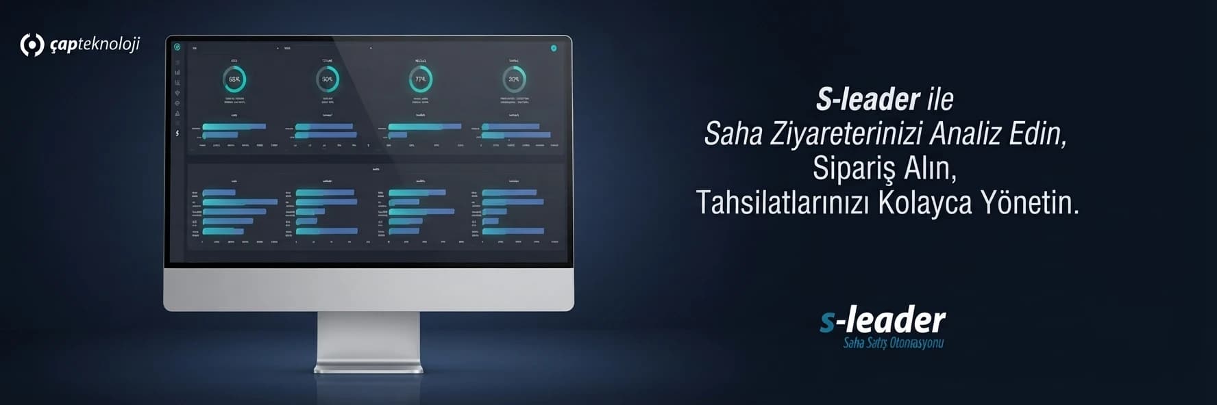 S-Leader BackOffice ekranında ziyaret analizi, sipariş ve tahsilat paneli